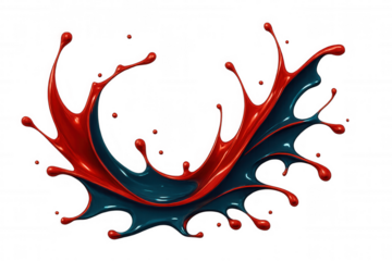 Red and blue paint forming a dynamic splash on a transparent background, perfect for creative projects