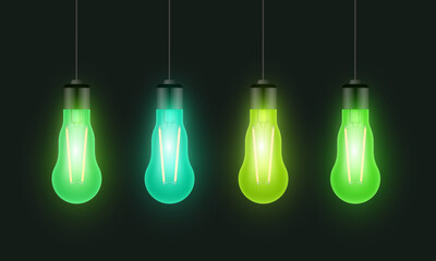 Led light bulb. Christmas lights. Vector realistic clipart.