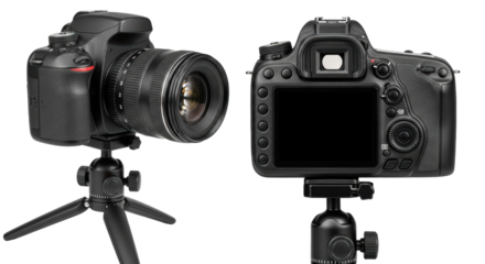 Isolated Two DSLR Camera on Tripod
