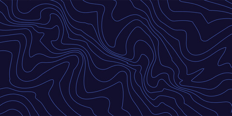 Topographic map texture. Blue radar. Abstract linear background. Vector print of waves. Blue lines on black background.