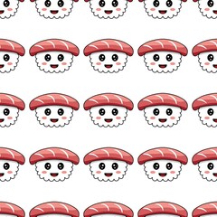 Cute cartoon salmon nigiri sushi pattern
