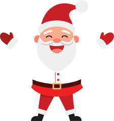 Cheerful Cartoon Santa Claus with Open Arms on a Black Background