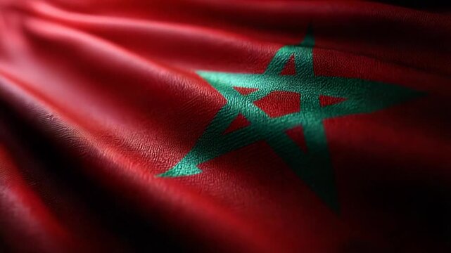 Waving moroccan flag closeup
