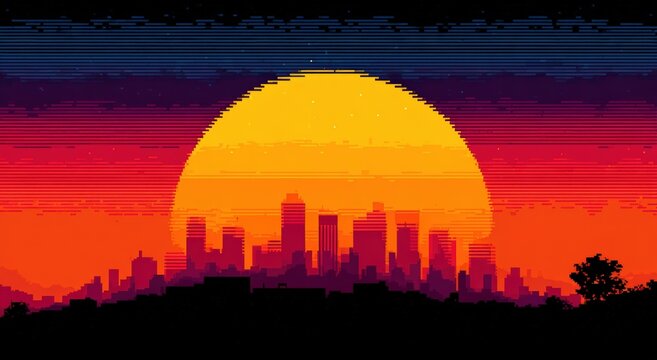 Pixelated city sunset (1)