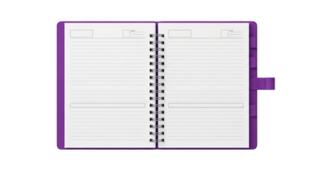 Isolated Purple Open Notebook