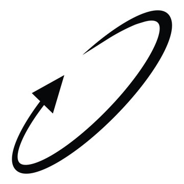 Oval circle rotate arrow icon. Ellipse orbit line arrow symbol. Oval circumference sign. Vector illustration isolated on white background.