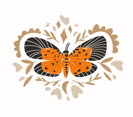 Hand drawn abstract vector clipart illustration collection with butterfly and moth illustration design concept. Nature butterfly vector design decoration.Beautiful graphic butterfly background wings.