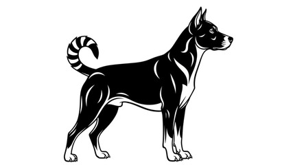 Stylized Black and White Dog Illustration