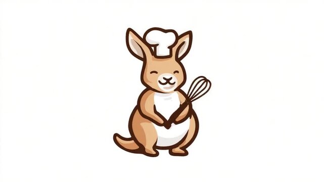 Cartoon kangaroo chef holding whisk