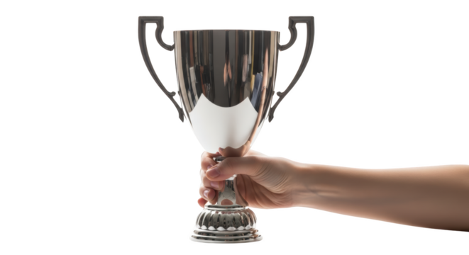 background. isolated cup on prize lifting white silver Persons background award trophy