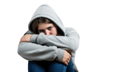 Sad Teenager teenager sad crying in depressed Hoodie. hopelessness Hoodie