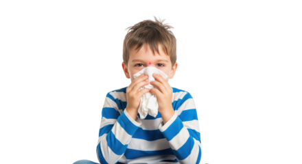 child Blowing cold with Child Nose Tissue Sick illness sick Tissue. boy