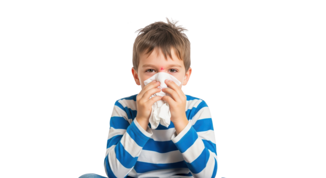 child Blowing cold with Child Nose Tissue Sick illness sick Tissue. boy