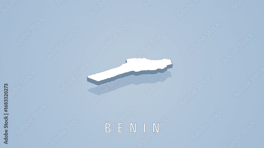 Poster rotating benin map on solid background
