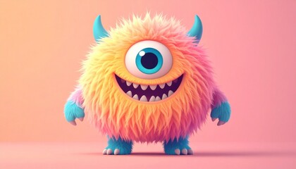 Naklejka premium Fluffy One-Eyed Grinner