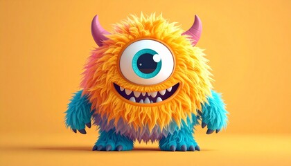 Naklejka premium Fluffy One-Eyed Grinner