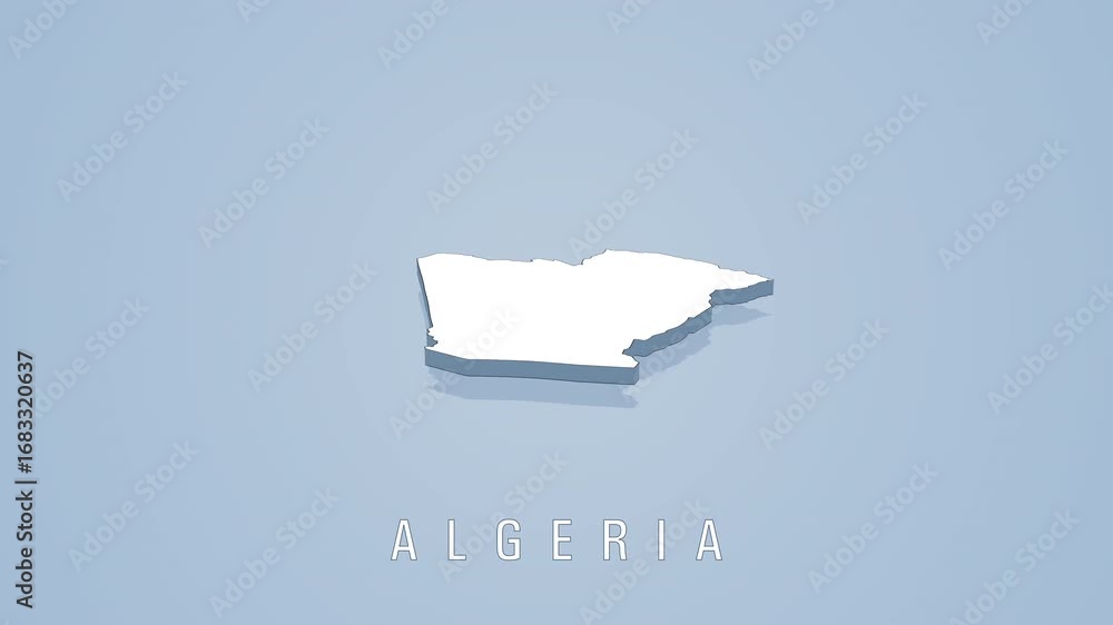 Poster rotating 3d map of algeria on solid background