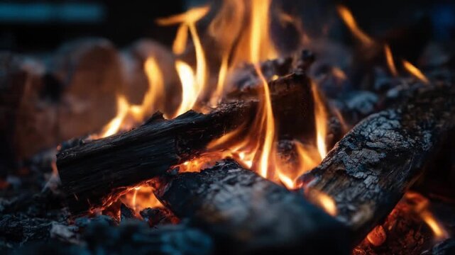 Burning campfire firewood fire flame wood night fireplace