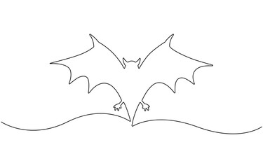 Flying bat one continuous line drawing. 