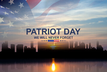 American Patriot Day banner. 9.11.2001. We Will Never Forget