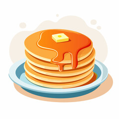 Delicious Stacked Pancakes Drizzled With Syrup And Butter