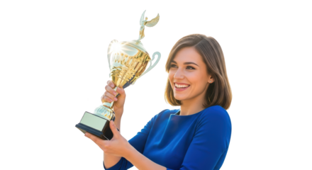 person award. victory Successful award businesswoman an woman celebrating young with champion winner