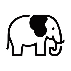 Minimalist Black and White Elephant Silhouette Vector Illustration