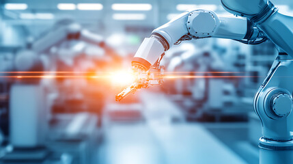 Robotic Arm in Action: Precision Welding in a High-Tech Factory Environment