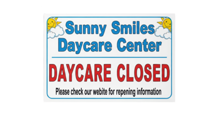 daycare Smiles center Sign sunny Closed Sunny closed sign Daycare Sign. Center