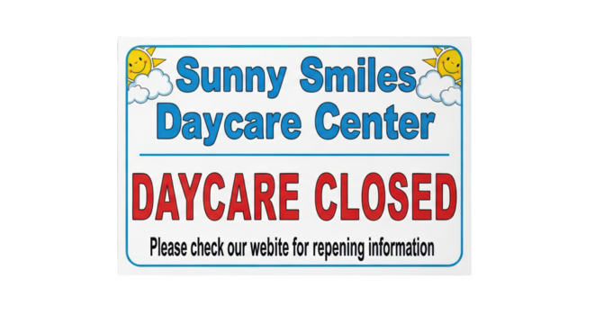 daycare Smiles center Sign sunny Closed Sunny closed sign Daycare Sign. Center
