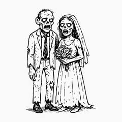 Hand Draw Halloween Collection - Zombie wedding