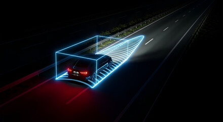 Autonomous vehicle driving at night with augmented reality and advanced sensor technology