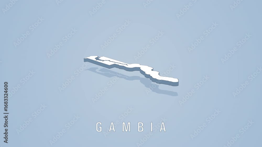 Poster gambia rotating 3d map animation on solid background