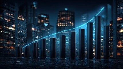 Business Growth Chart, Financial Success, Investment, Cityscape