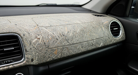 Innovative car interior featuring a textured dashboard made with composite materials design