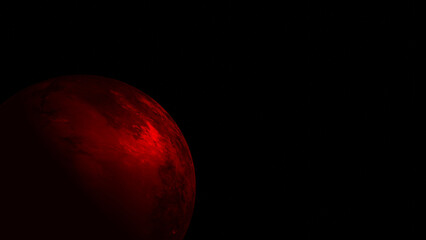 Mars planet 3d rendered in black background