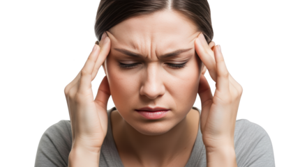 Closeup Woman Experiencing woman Headache suffering Pain discomfort headache Closeup. pain