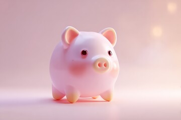 Cute pink piggy bank on a pastel background