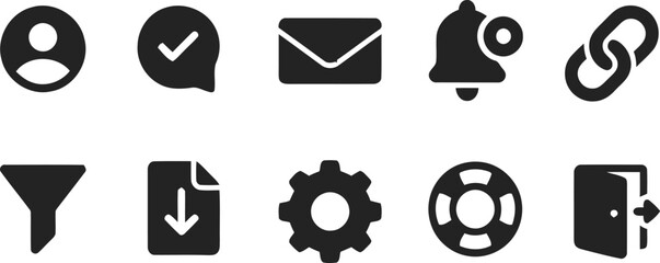 Collection of modern flat design icons for user interface and web applications