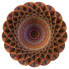 Illusion de mandarla. 3d intricate geometric mandala ornament isolated on transparent background.