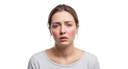 Condition redness Woman skin face Condition. rosacea with Skin Rosacea condition