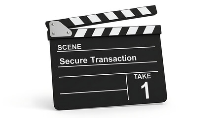 Obraz premium Secure Transaction Clapperboard - Film Production for Financial Security