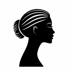 Human head silhouette. This image shows a representation of a human head in side view, emphasizing simplicity, structure, and anatomical detail. Vector clipart black illustration design.