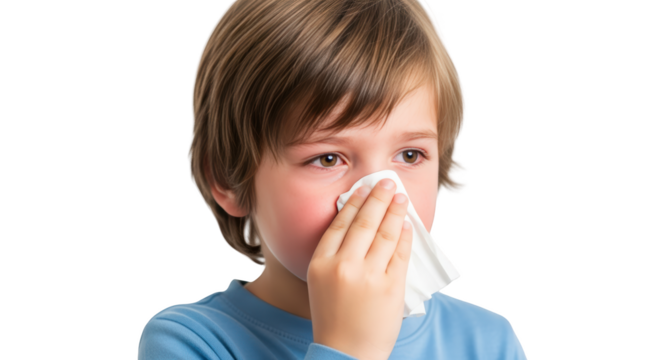 blowing kid sick on with boy his person nose white tissue Young background child