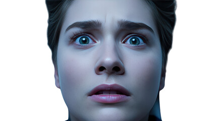 Womans worried face with fear Face anxiety scared Young Fear Fear.