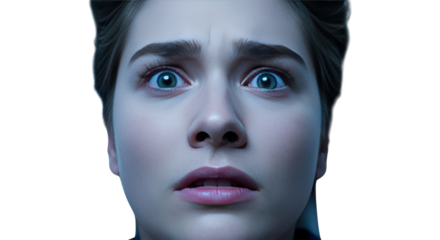 Womans worried face with fear Face anxiety scared Young Fear Fear.