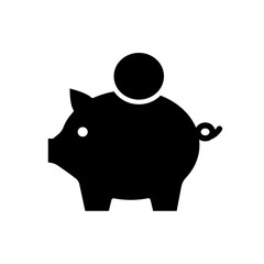 Piggy Bank Vector Icon, Solid Style,