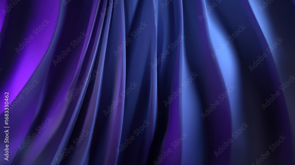 Poster abstract flowing curves in deep indigo and neon violet create mesmerizing visual experience, evoking
