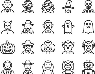 Halloween Icons with Monsters Vampires Ghosts and Pumpkins vector illustration
