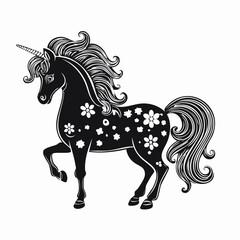 Shetland pony silhouette. A black silhouette image of a Shetland pony, also known as a small horse breed, symbolizing rustic charm and equestrian beauty. Vector clipart black illustration design.
